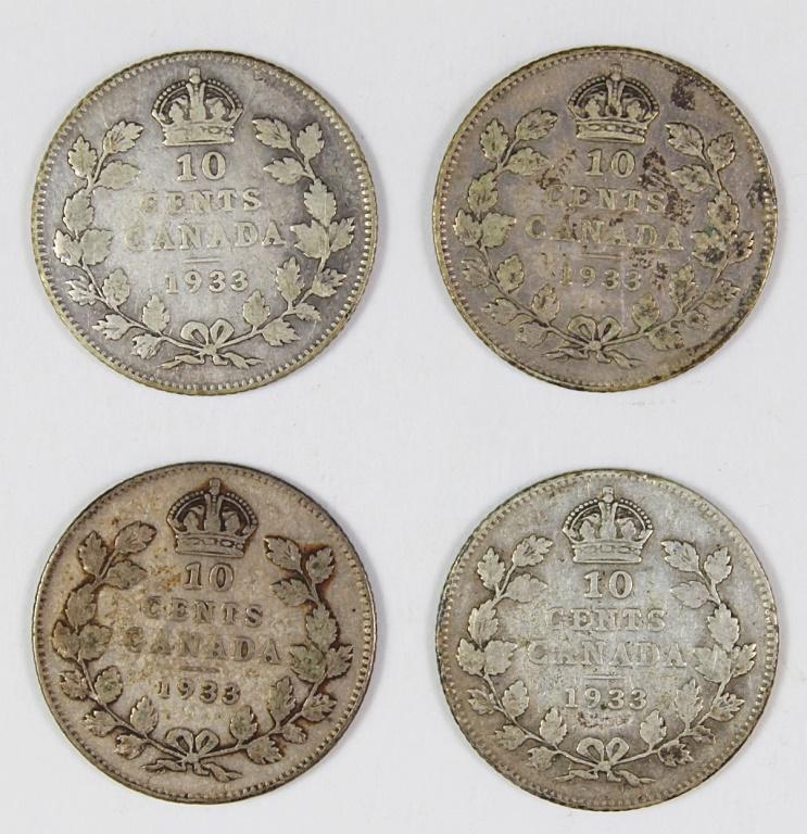 (4) 1933 CANADA DIME (1 of 2)