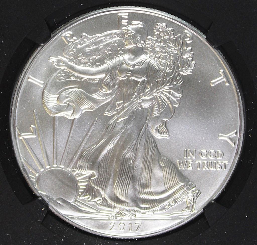 2017 AMERICAN SILVER EAGLE: NGC MS 70. ESTIMATE: $85-$125