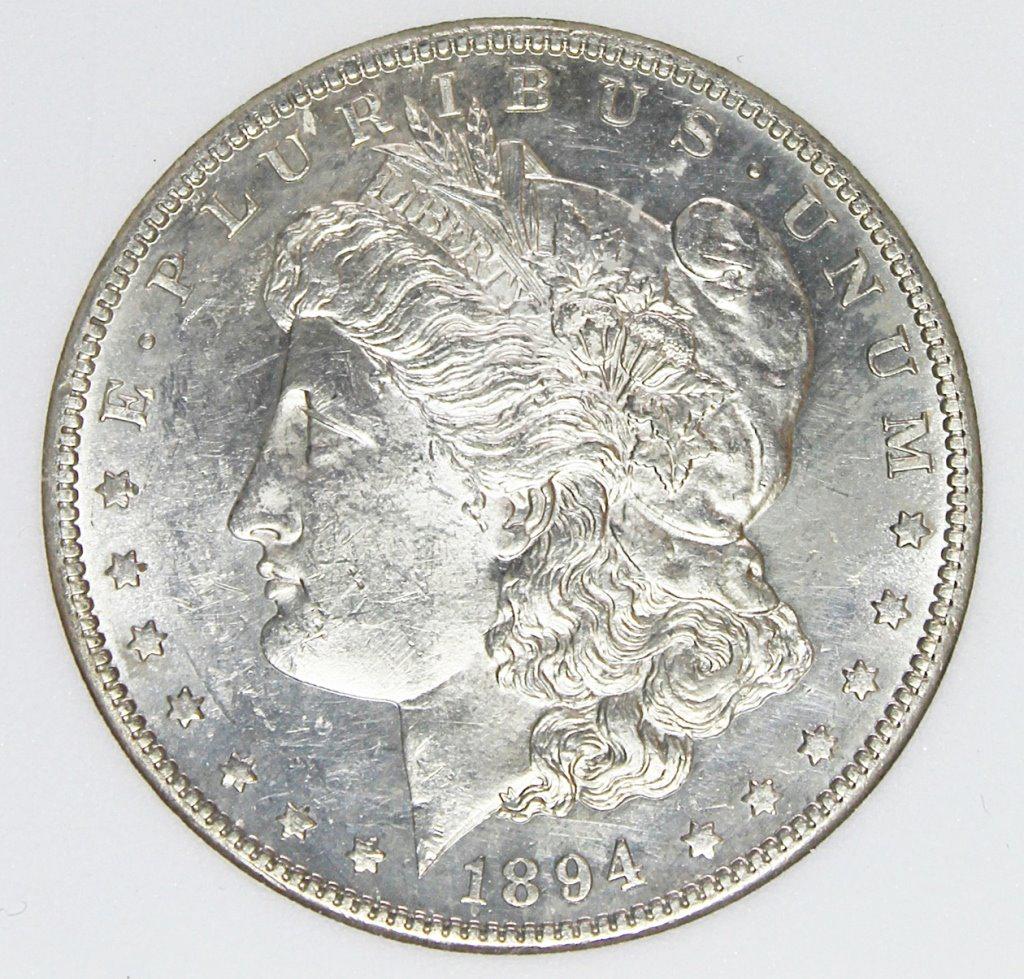 1894-S MORGAN SILVER DOLLAR: RNG MS 65PL WHITE COIN, A TRUE PROOF-LIKE, GREAT LUSTRE AND LOOK! ESTIMATE: $1750-$2000