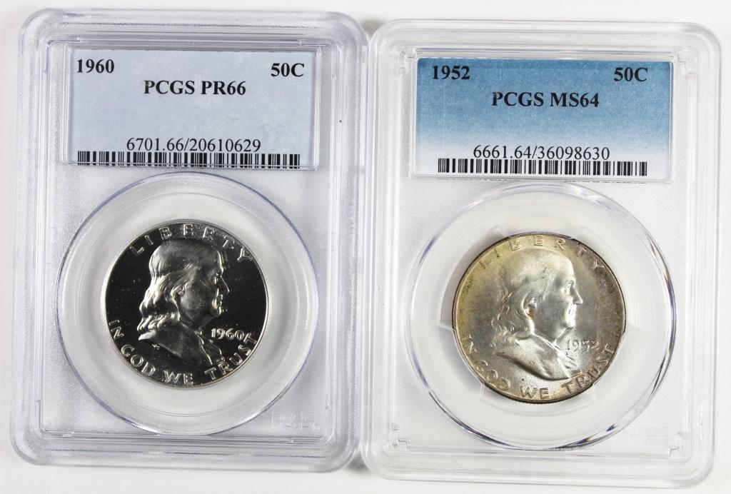 (2) PCGS GRADED FRANKLIN HALF DOLLARS (1 of 2)