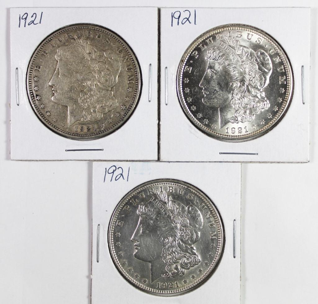 (3) 1921 MORGAN SILVER DOLLARS (1 of 2)