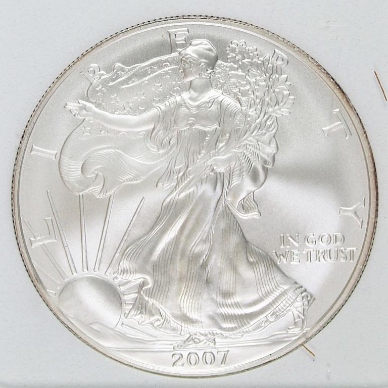 2007-W  BURNISHED AMERICAN SILVER EAGLE (1 of 4)