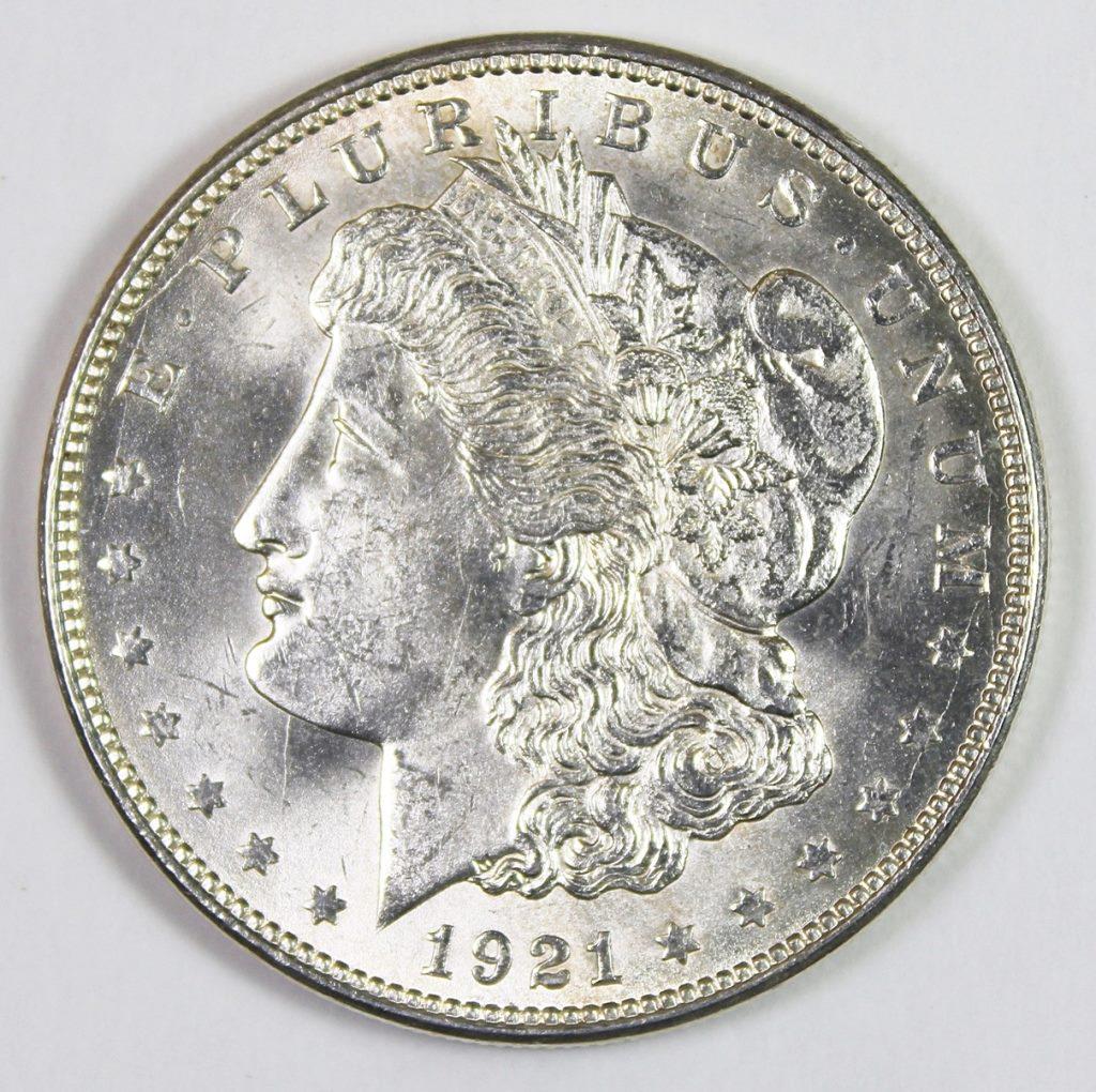 1921-D MORGAN SILVER DOLLAR (1 of 2)