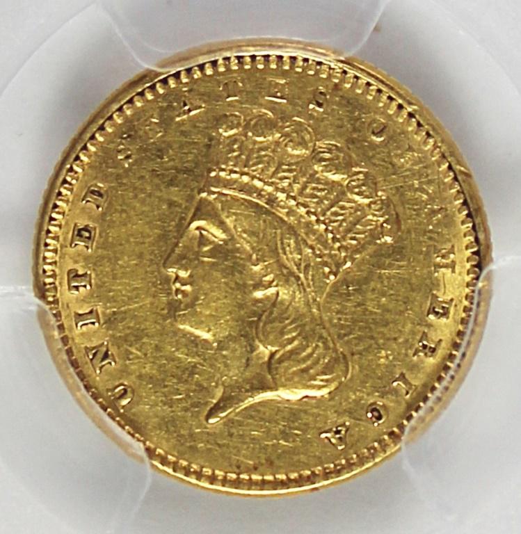 1861 GOLD DOLLAR: PCGS AU 53 NICE! CIVIL WAR! ESTIMATE: $425-$550