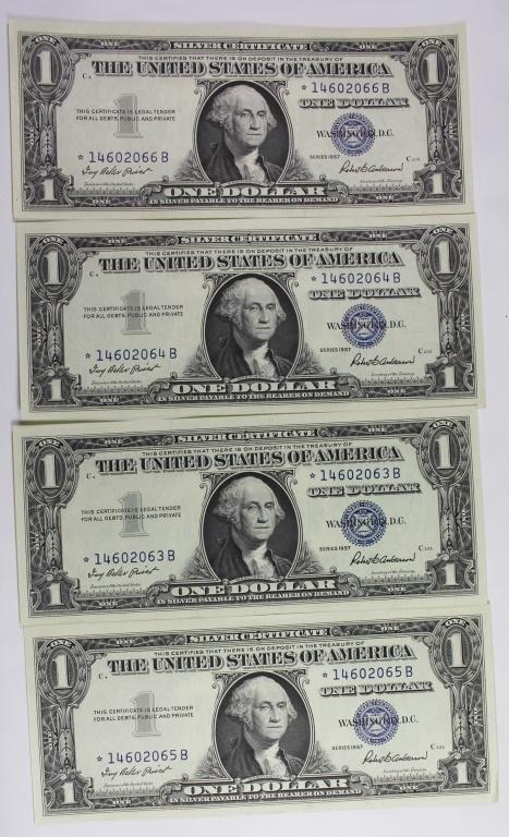(4) 1957 $1.00 SILVER CERTIFICATES (1 of 2)