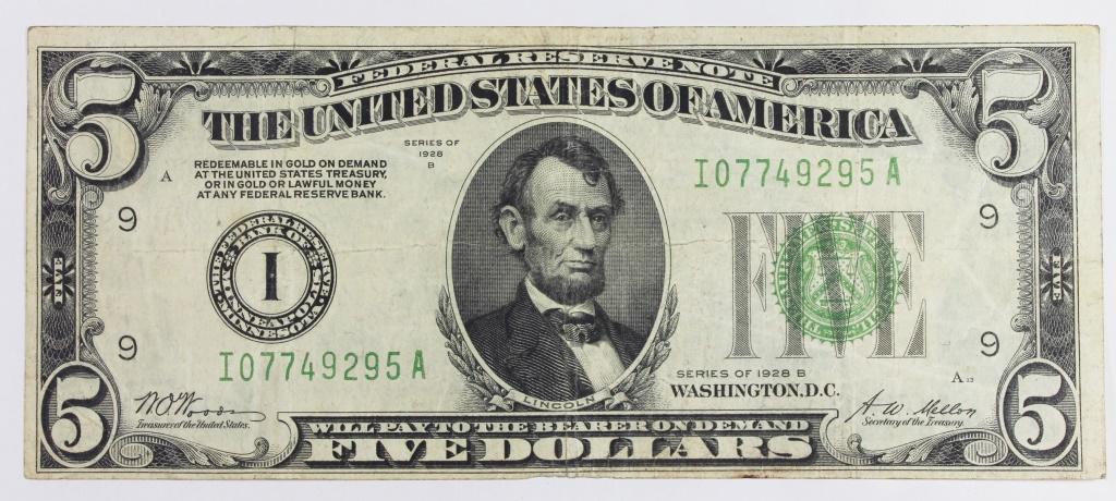 1928-B $5.00 FEDERAL RESERVE NOTE (1 of 2)