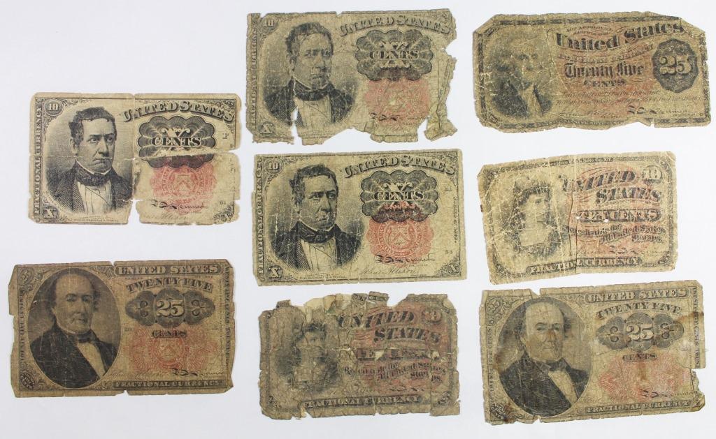 (8) PIECE FRACTIONAL CURRENCY LOT (1 of 1)