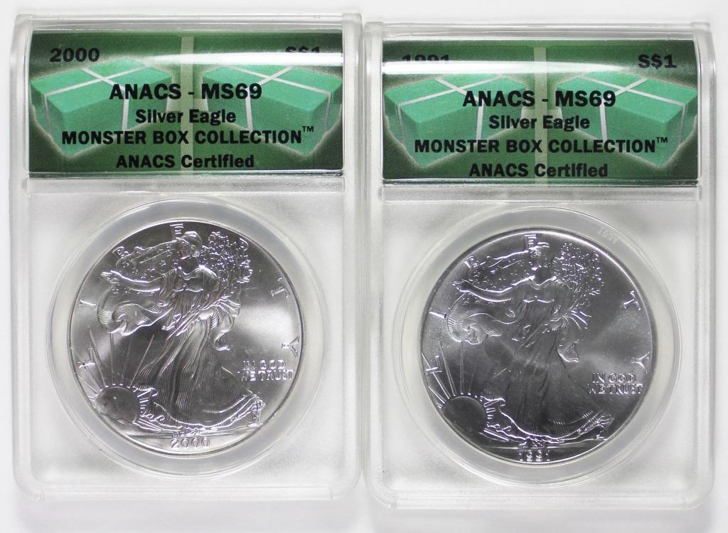 ANACS AMERICAN SILVER EAGLES (1 of 2)