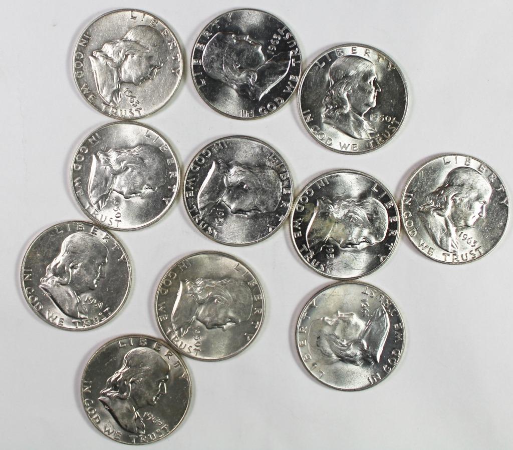 (11) BU FRANKLIN HALF DOLLARS (1 of 1)