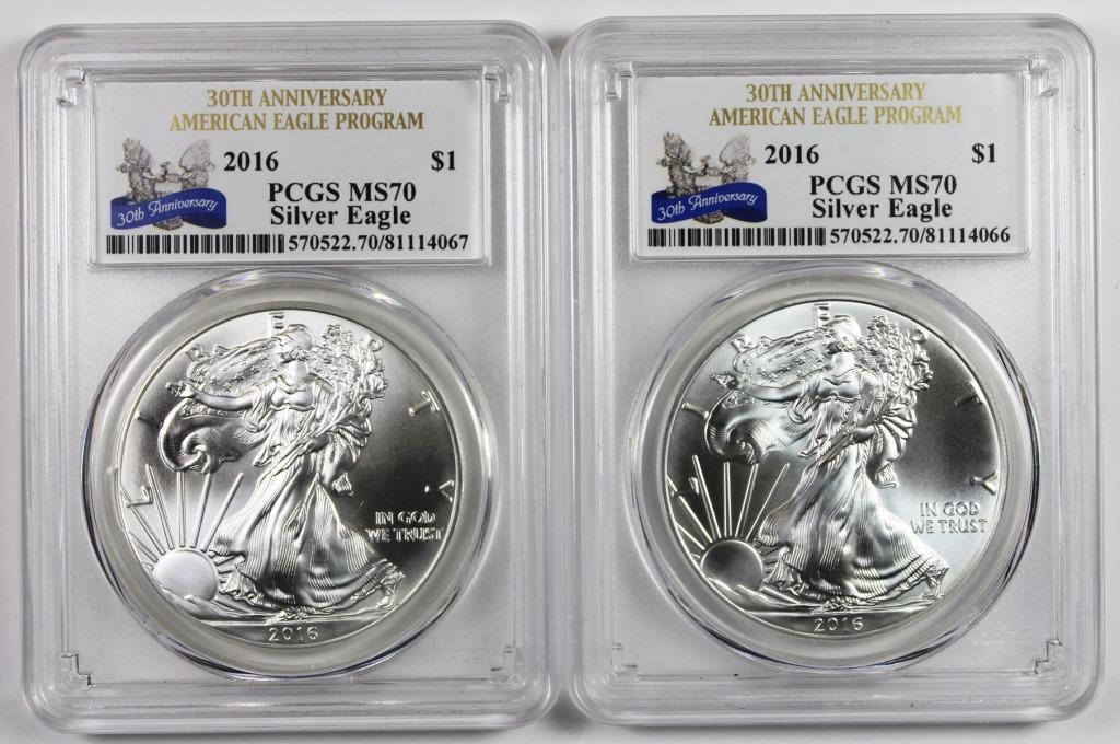(2) 2016 AMERICAN SILVER EAGLES (1 of 2)