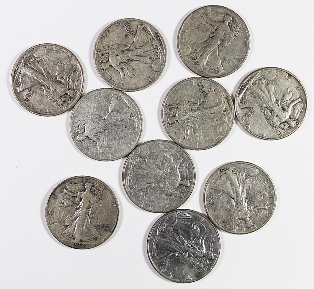 (10) WALKING LIBERTY HALF DOLLARS (1 of 1)