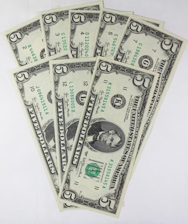 (8) DIFFERENT 1977 $5.00 (1 of 1)