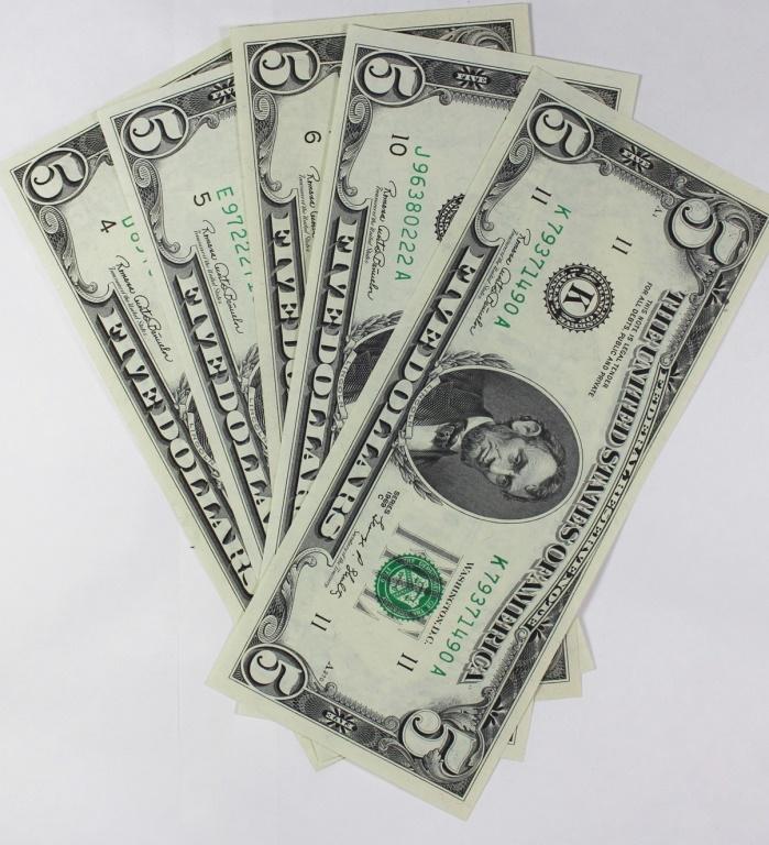 (5) DIFFERENT GEM UNC 1969-C $5.00 (1 of 1)