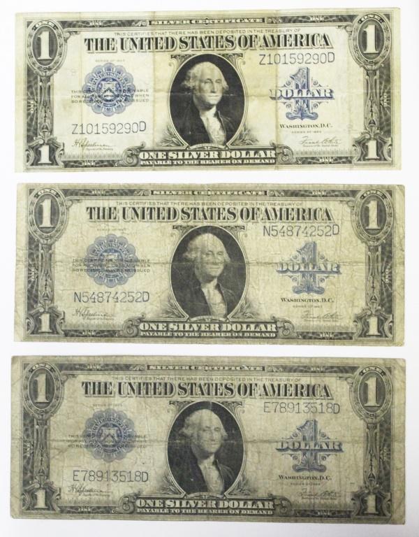 (3) 1923 $1.00 SILVER CERTIFICATES (1 of 2)