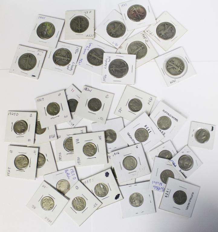 BUFFALO NICKELS AND WALKING LIBERTY HALF DOLLARS (1 of 3)
