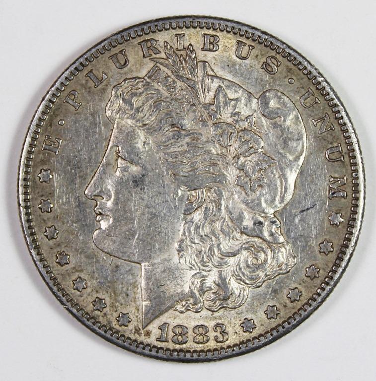 1883-S MORGAN SILVER DOLLAR: CHOICE ORIGINAL AU. ESTIMATE: $225-$275