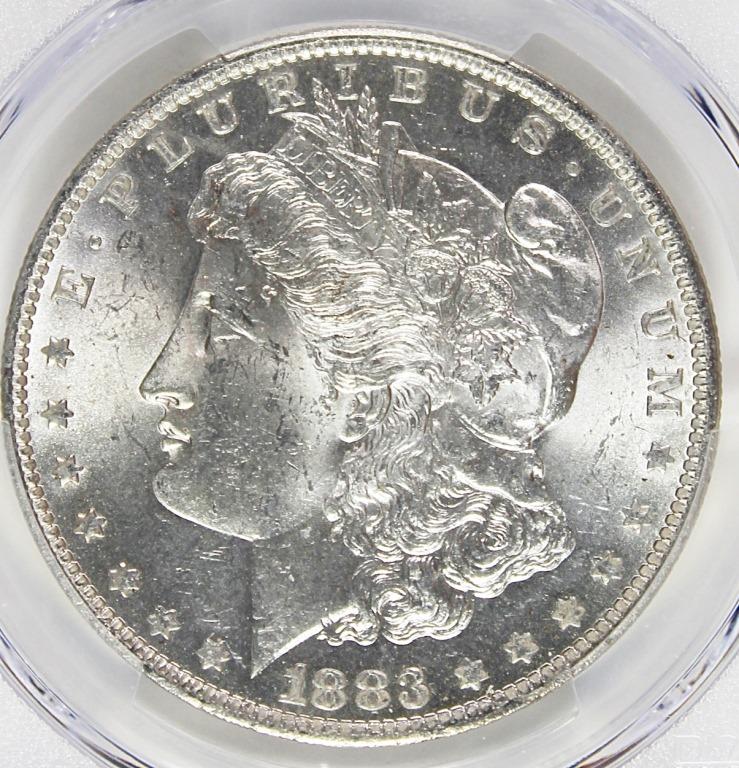 1883-O MORGAN SILVER DOLLAR: PCGS MS 64 BLAST WHITE! ESTIMATE: $90-$150