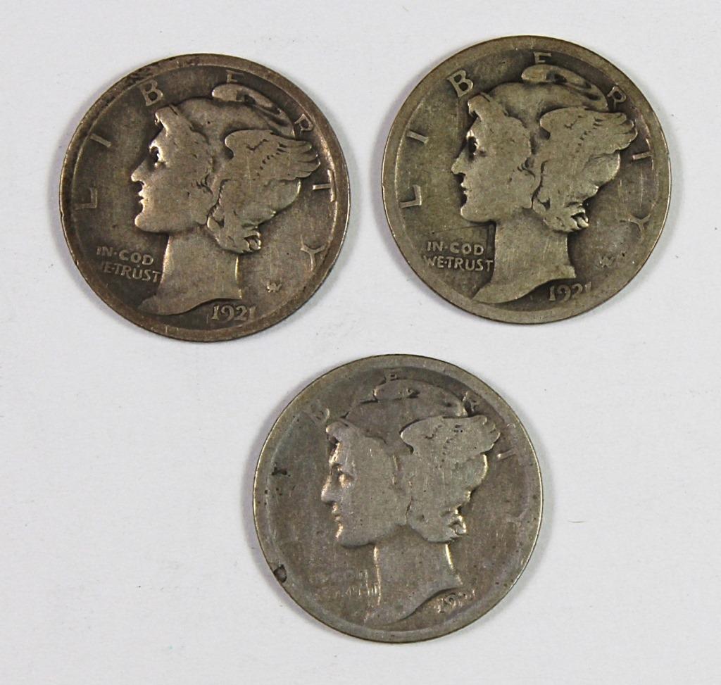 (3) 1921 MERCURY DIME (1 of 2)