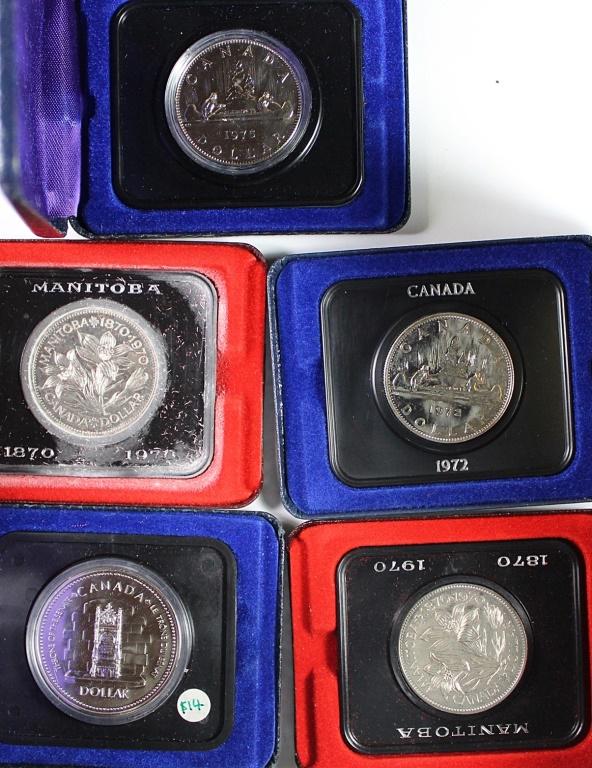 5 PIECE CANADA CASED SILVER DOLLARS (1 of 1)