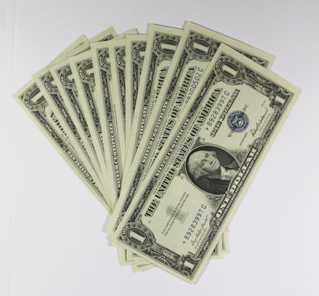 (10) 1957 $1.00 STAR NOTES (1 of 2)