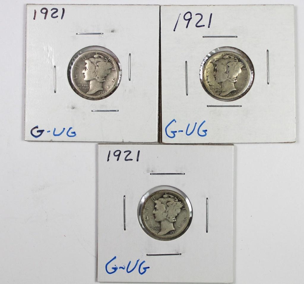 (3) 1921 MERCURY DIMES (1 of 2)