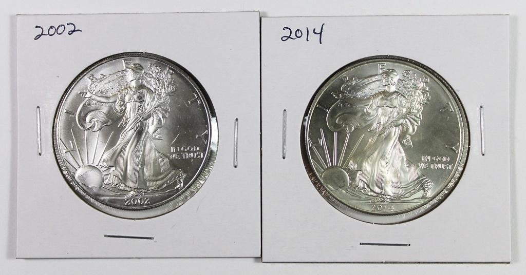 GEM BU AMERICAN SILVER EAGLES (1 of 2)