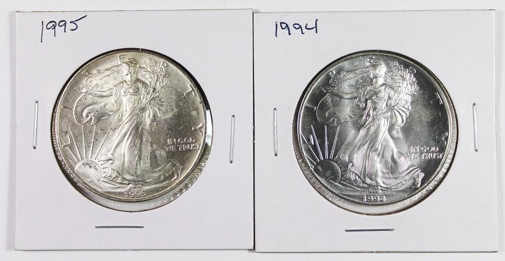 GEM BU AMERICAN SILVER EAGLES (1 of 2)