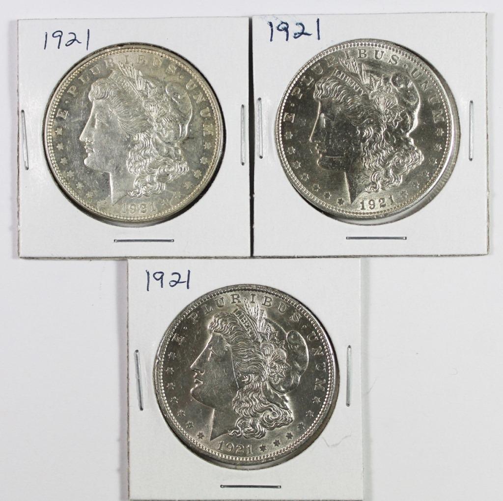(3) 1921 MORGAN SILVER DOLLARS (1 of 2)