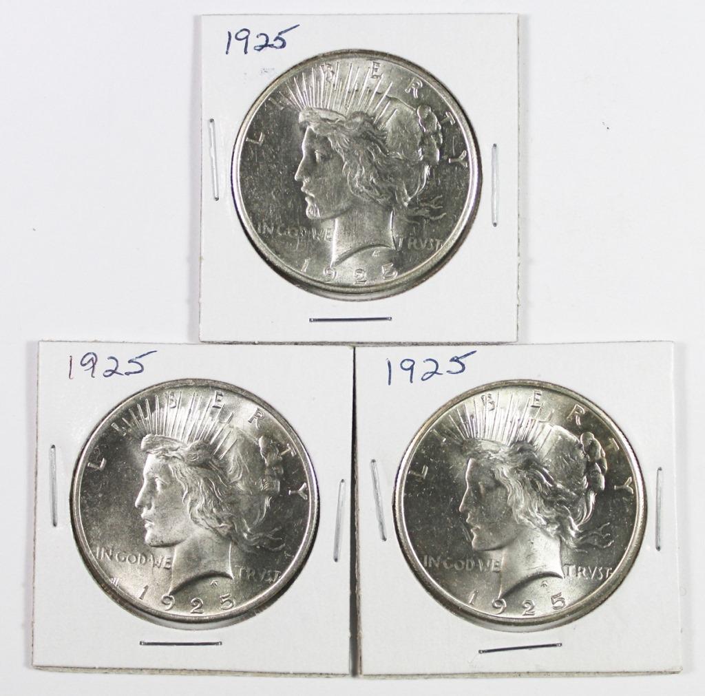 (3) 1925 PEACE SILVER DOLLAR (1 of 2)