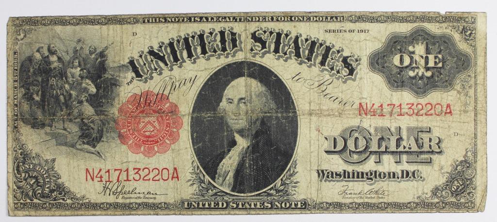 1917 $1.00 LEGAL TENDER: NICE F-VF. ESTIMATE: $110-$150