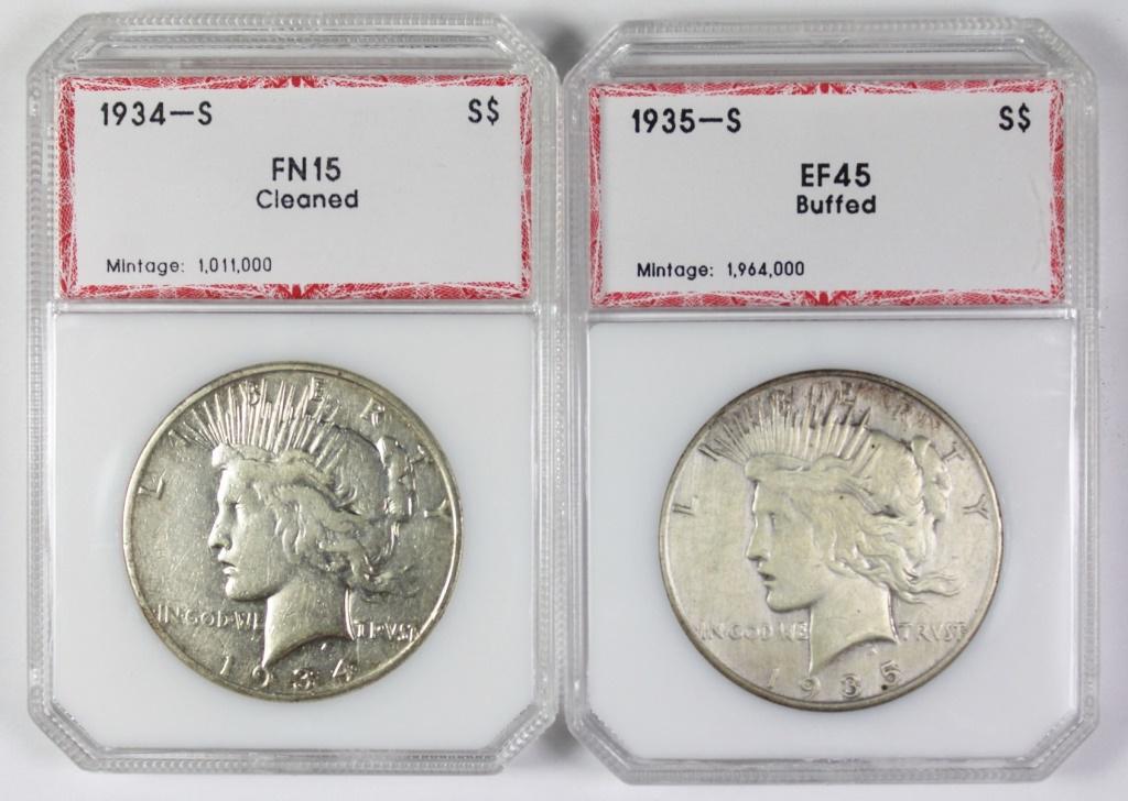 PEACE SILVER DOLLARS PCI GRADED (1 of 2)