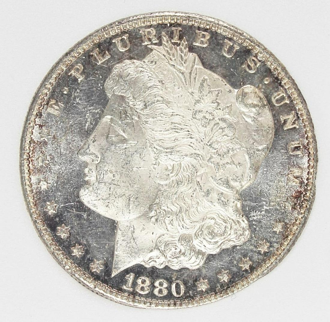 1880-S MORGAN SILVER DOLLAR: PNA MS 64 DMPL BEAUTIFUL! ESTIMATE: $575-$650