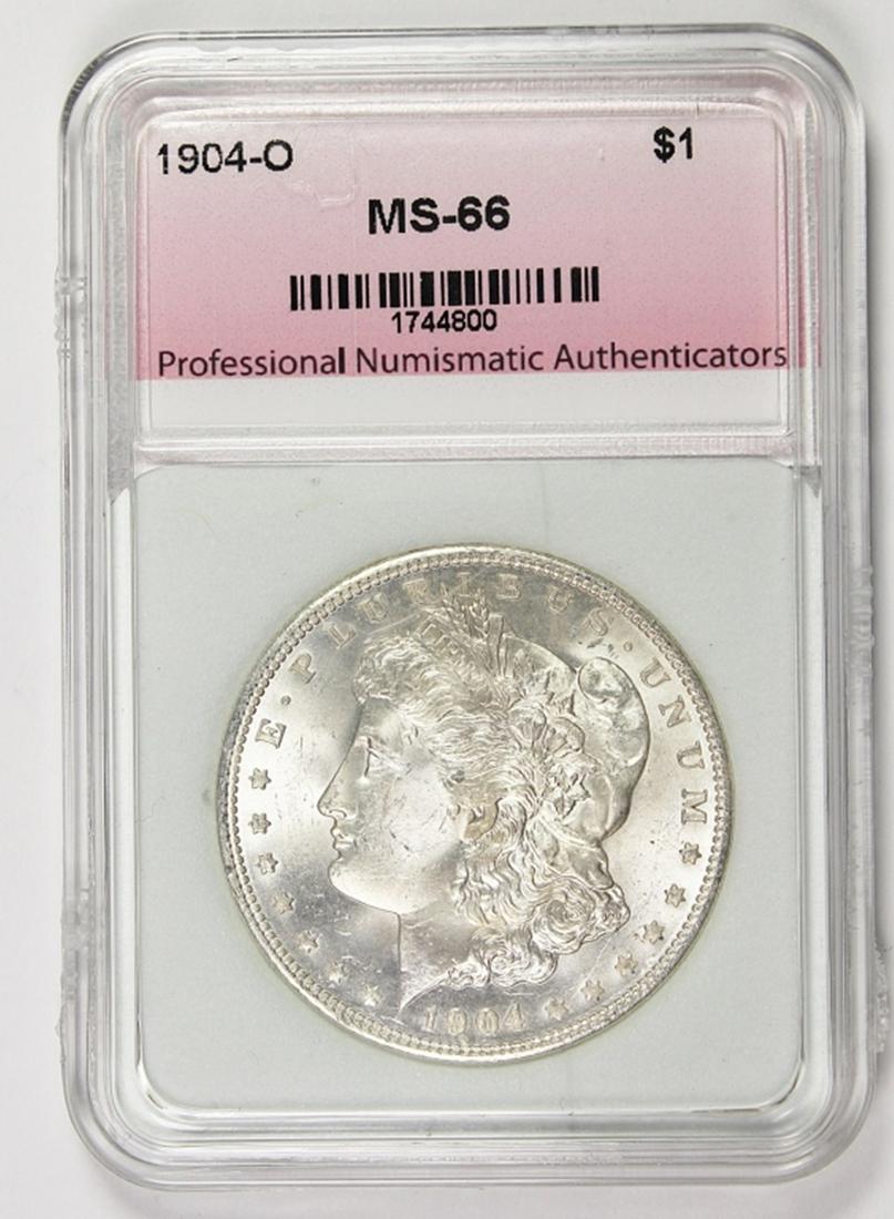 1904-O MORGAN SILVER DOLLAR: PNA MS 66 BLAST WHITE! ESTIMATE: $175-$250