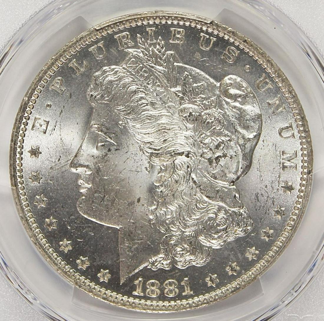 1881-O MORGAN SILVER DOLLARS: PCGS MS 63 BLAST WHITE. ESTIMATE: $110-$150