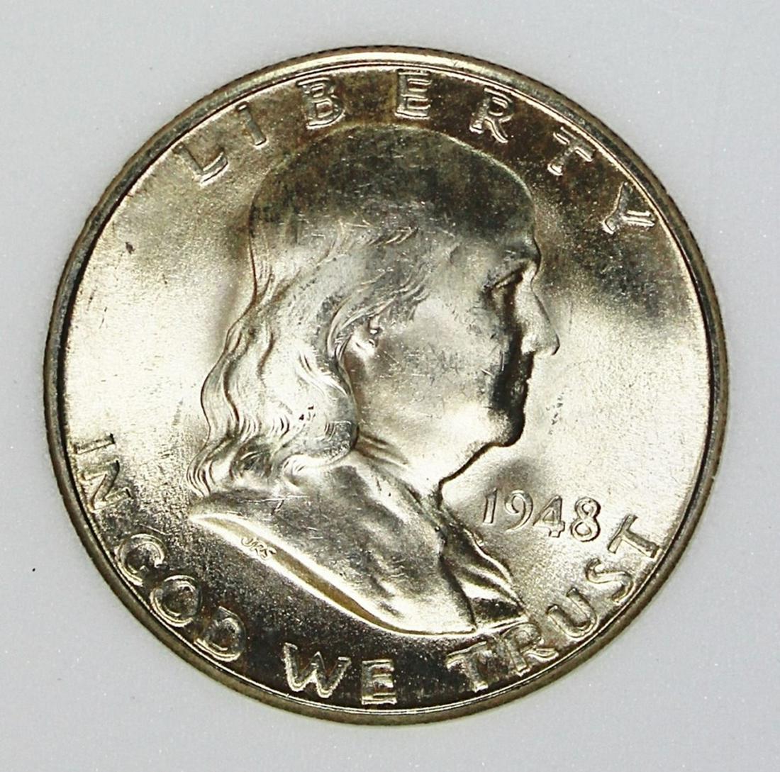 1948-D FRANKLIN HALF DOLLAR: CCGS MS 67 FBL BLAST WHITE AND SUPER! ESTIMATE: $325-$425