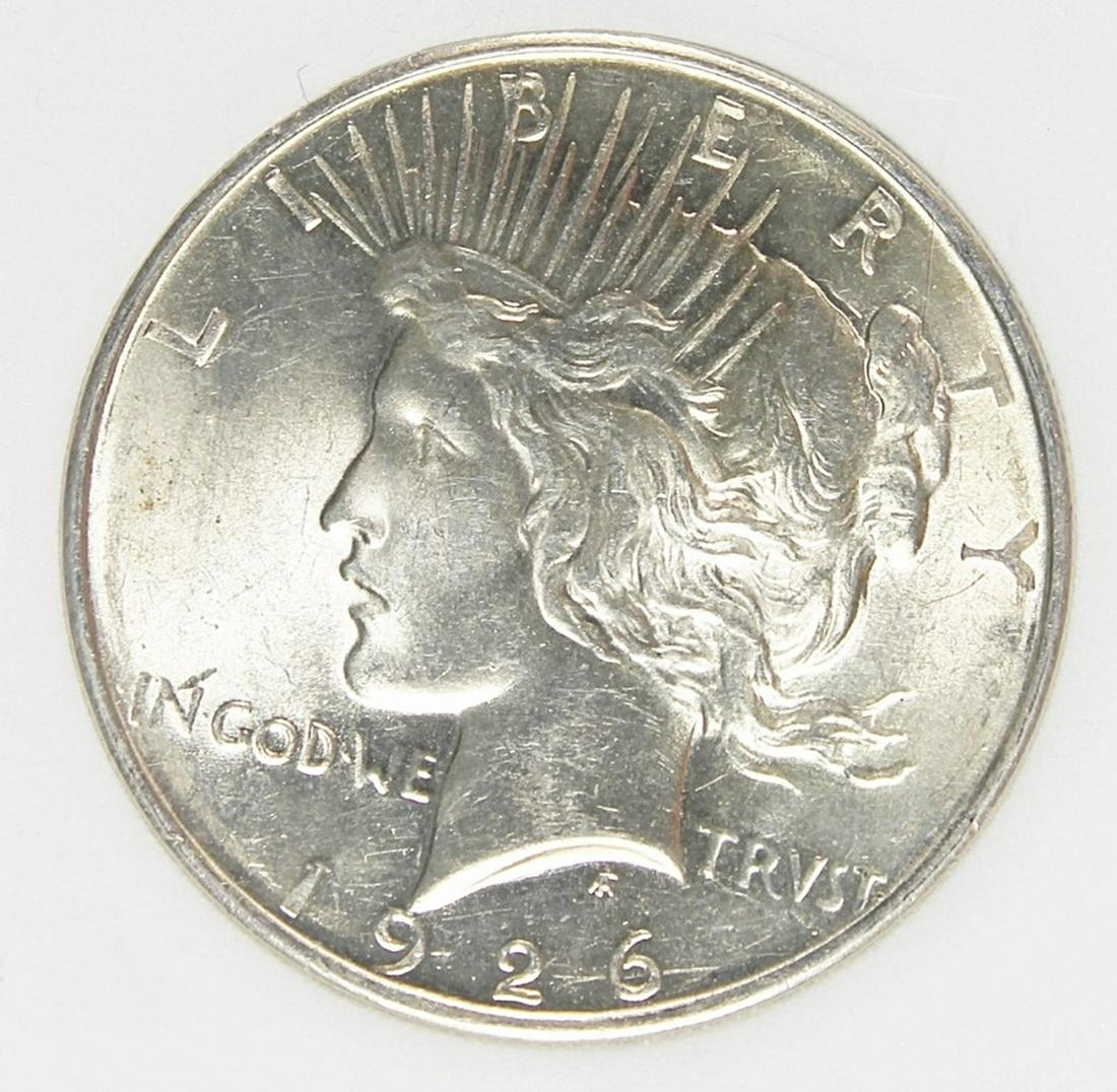 1926-D PEACE SILVER DOLLAR: PNA MS 65 BLAST WHITE. ESTIMATE: $575-$650