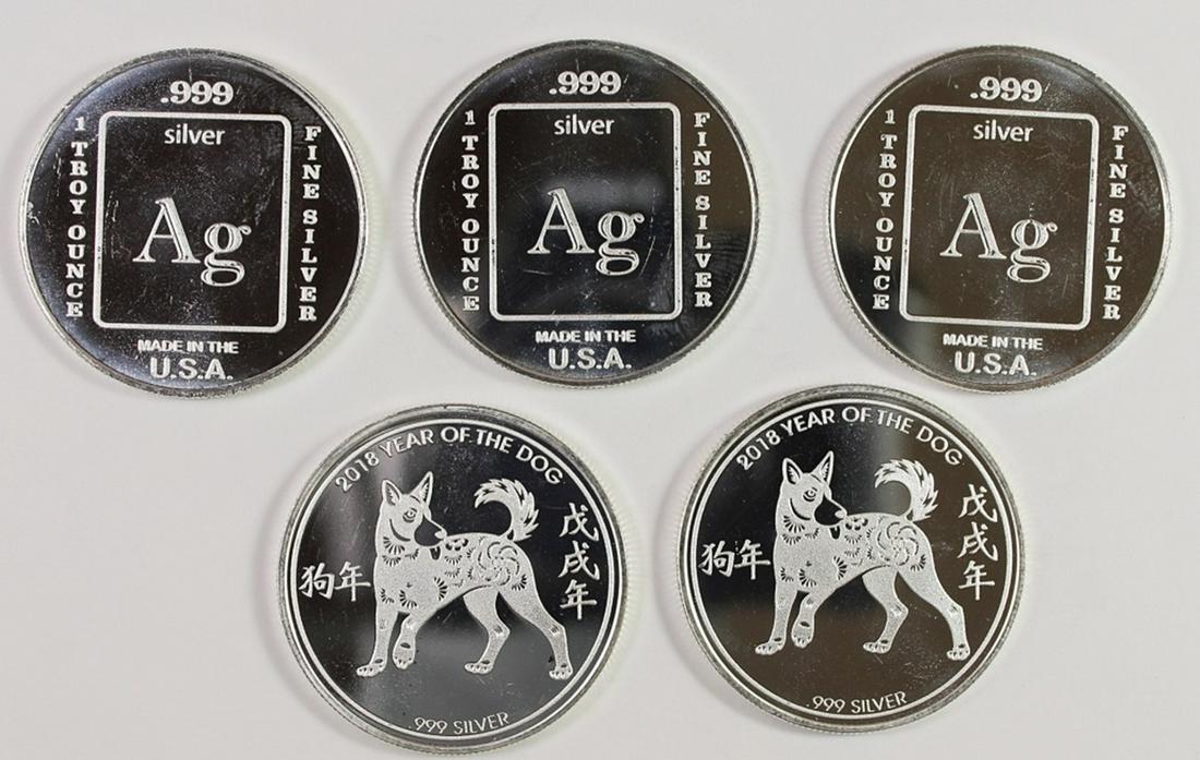 (5) 1 OZ. .999 SILVER ROUNDS (1 of 1)