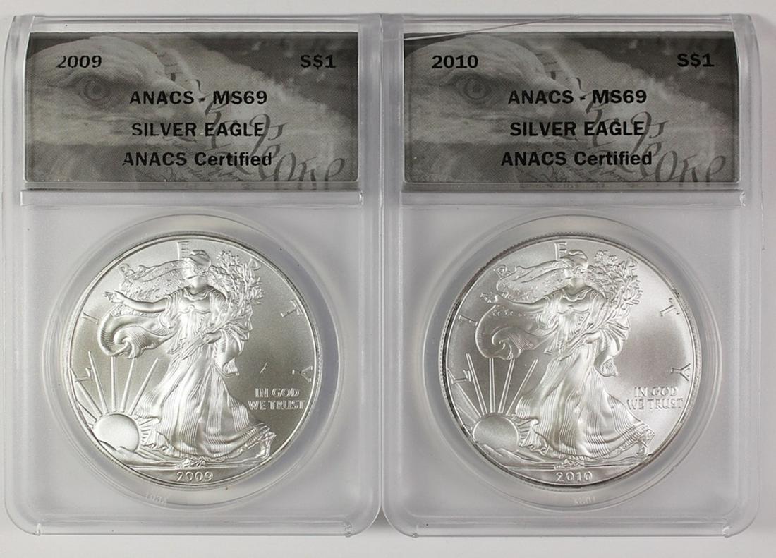 2009 AND 2010 AMERICAN SILVER EAGLES (1 of 2)