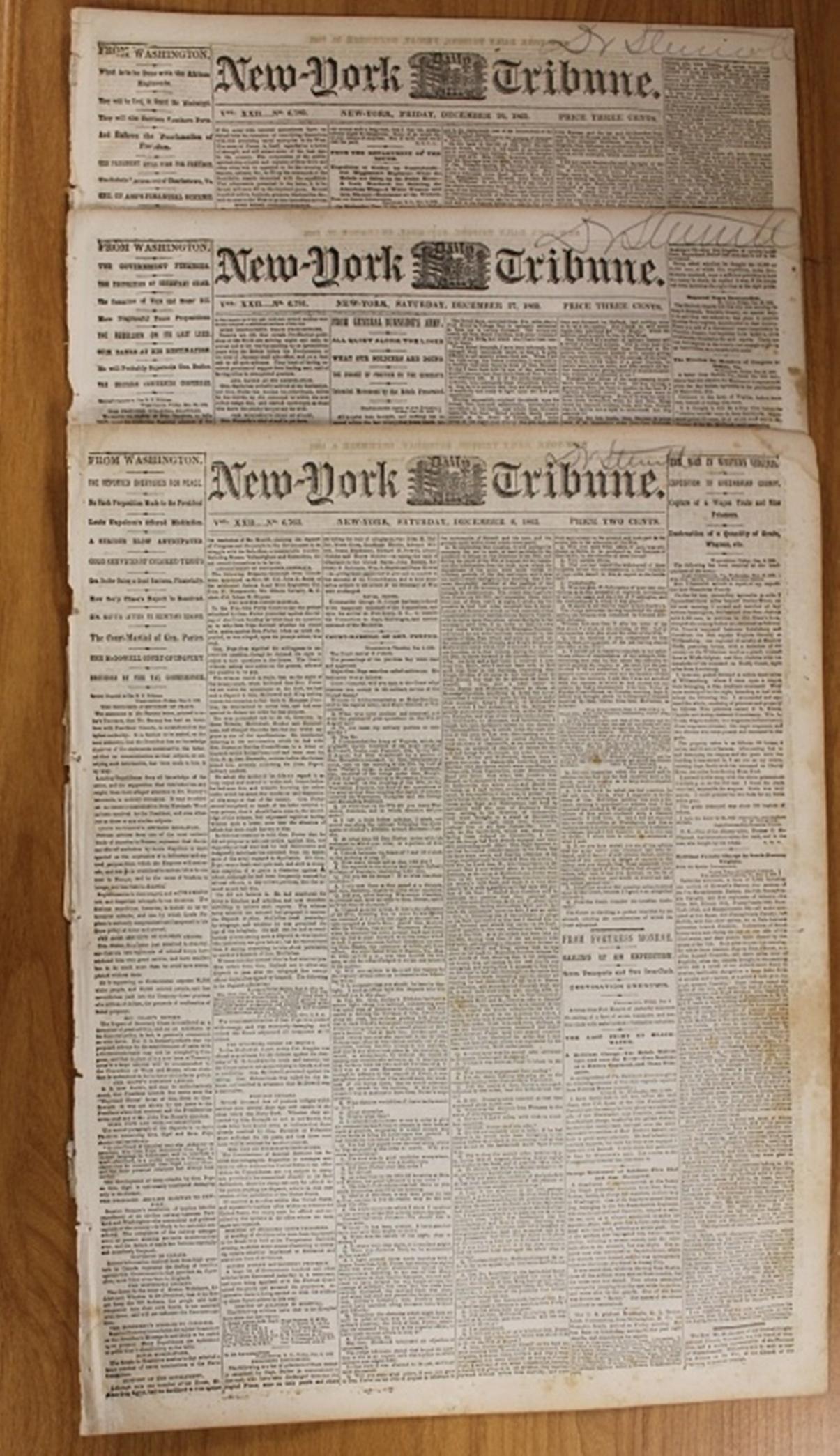 3 DIFFERENT CIVIL WAR NEWSPAPERS (1 of 2)