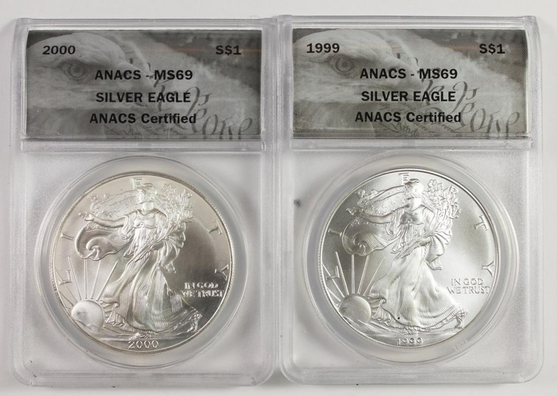 1999 AND 2000 AMERICAN SILVER EAGLES (1 of 2)