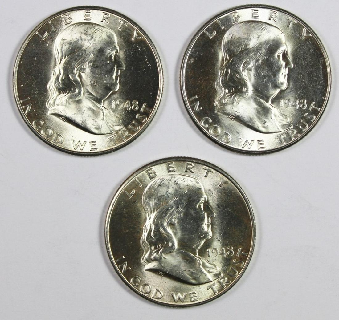 (3) 1948-D FRANKLIN HALF DOLLARS (1 of 2)