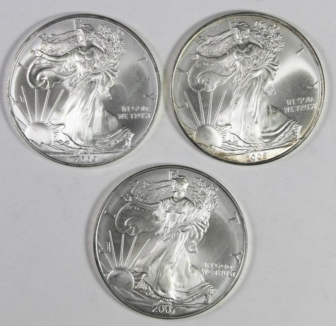 GEM BU++ AMERICAN SILVER EAGLES (1 of 2)