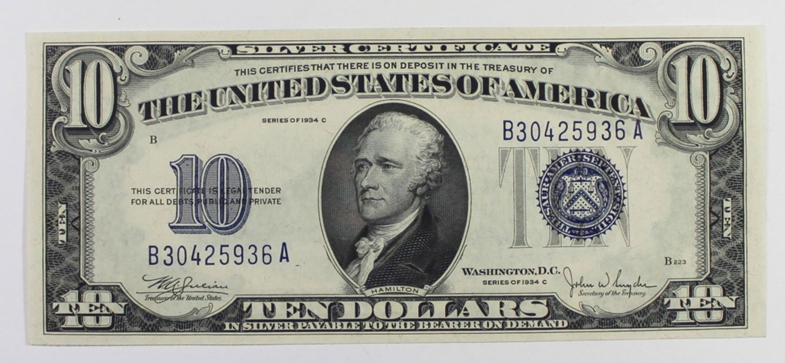 1934-C $10 SILVER CERTIFICATE (1 of 2)