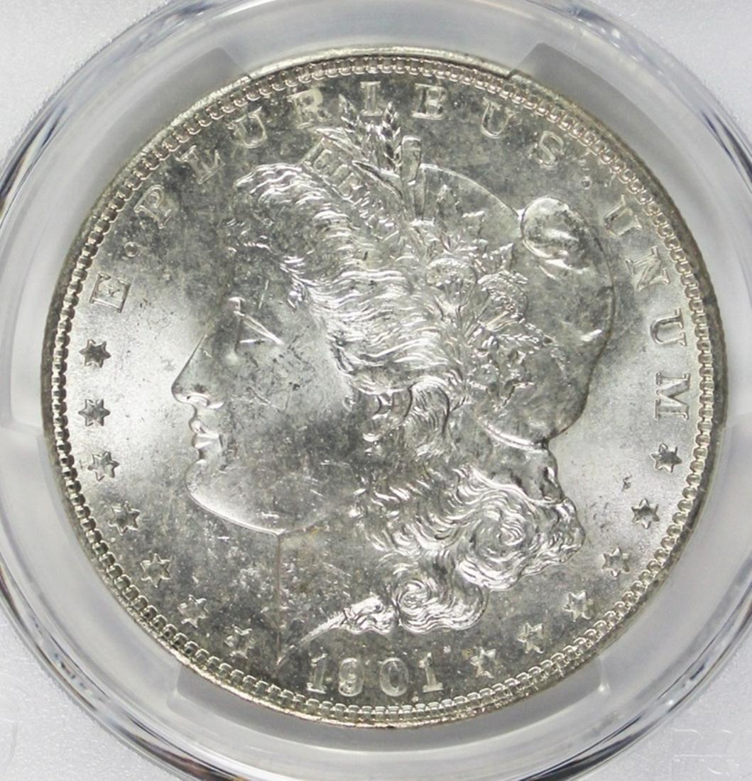 1901-O MORGAN SILVER DOLLAR: PCGS MS 63 BLAST WHITE! ESTIMATE: $110-$150