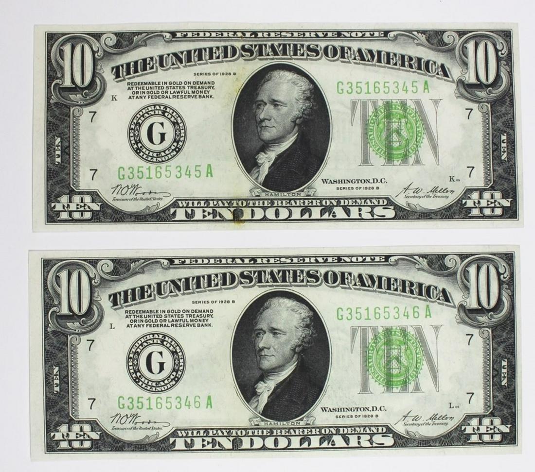 (2) 1928-B $10 FEDERAL RESERVE NOTES (1 of 2)