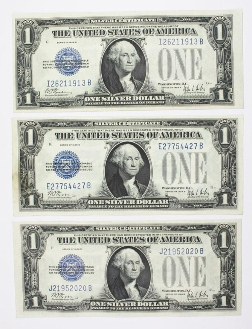 (3) 1928-B $1.00 SILVER CERTIFICATES (1 of 2)