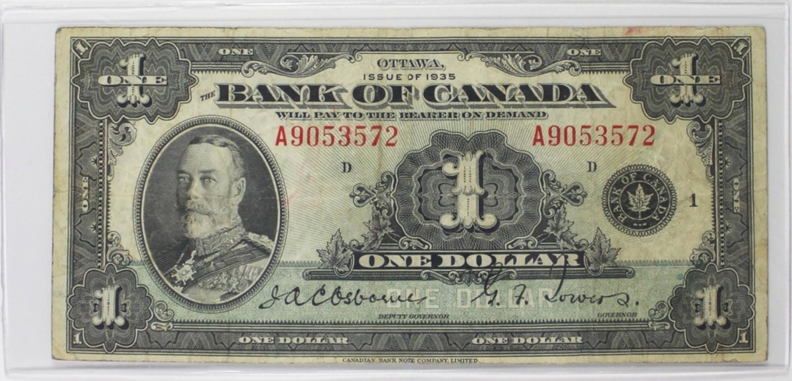1935 CANADA $1.00 NOTE (1 of 3)