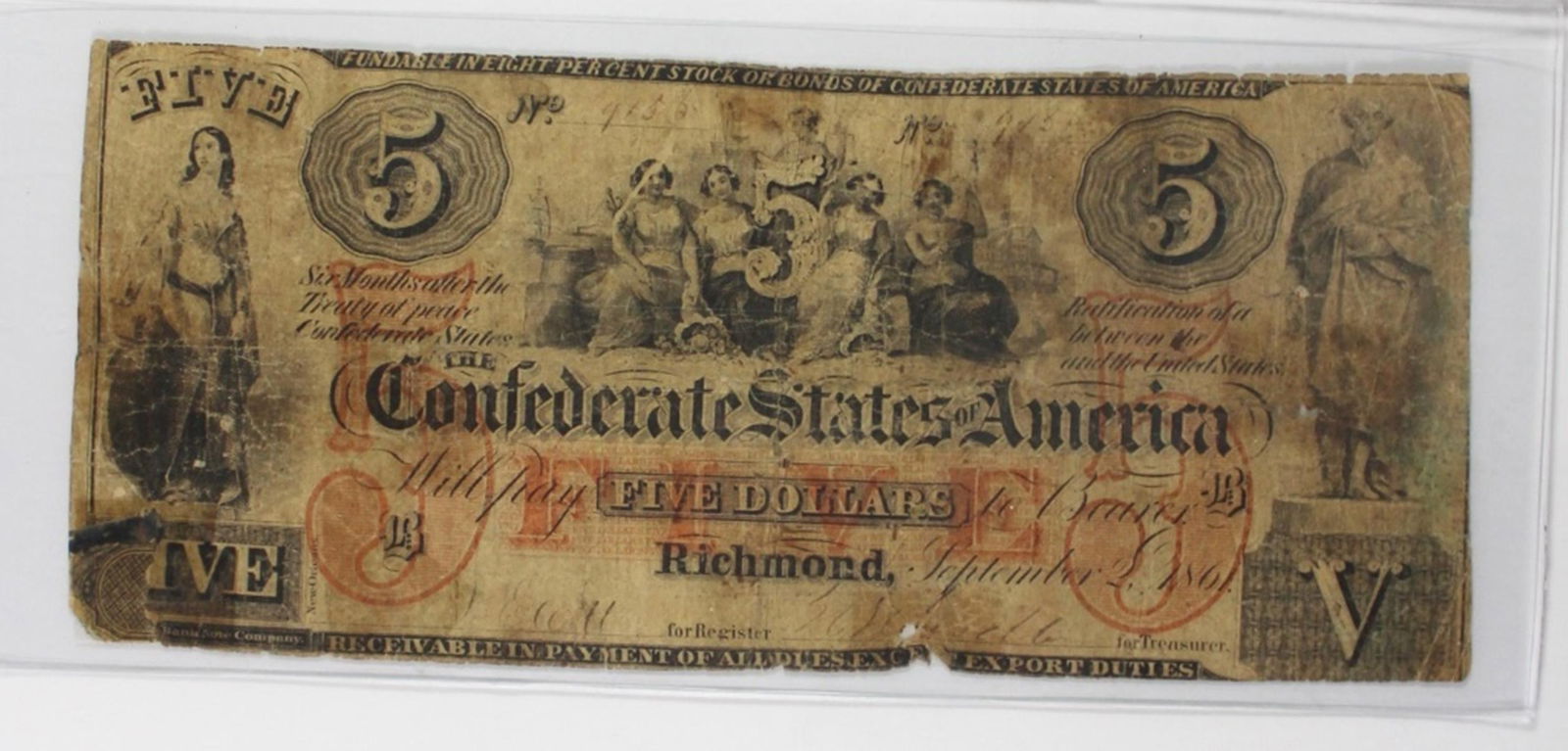 $5 CONFEDERATE 1861 T-31 (1 of 3)