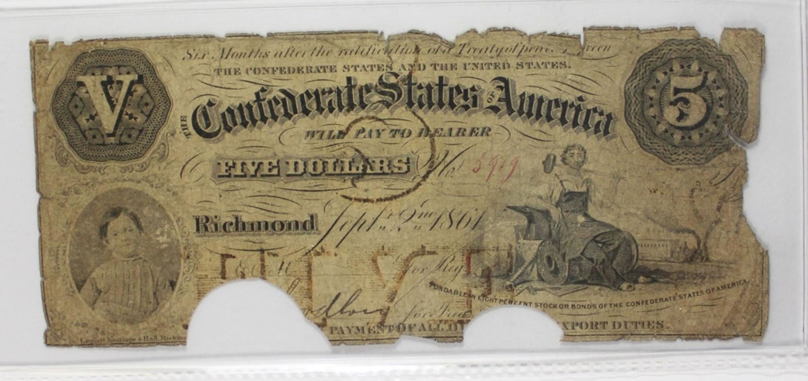 $5 CONFEDERATE 1861 T-32 (1 of 3)