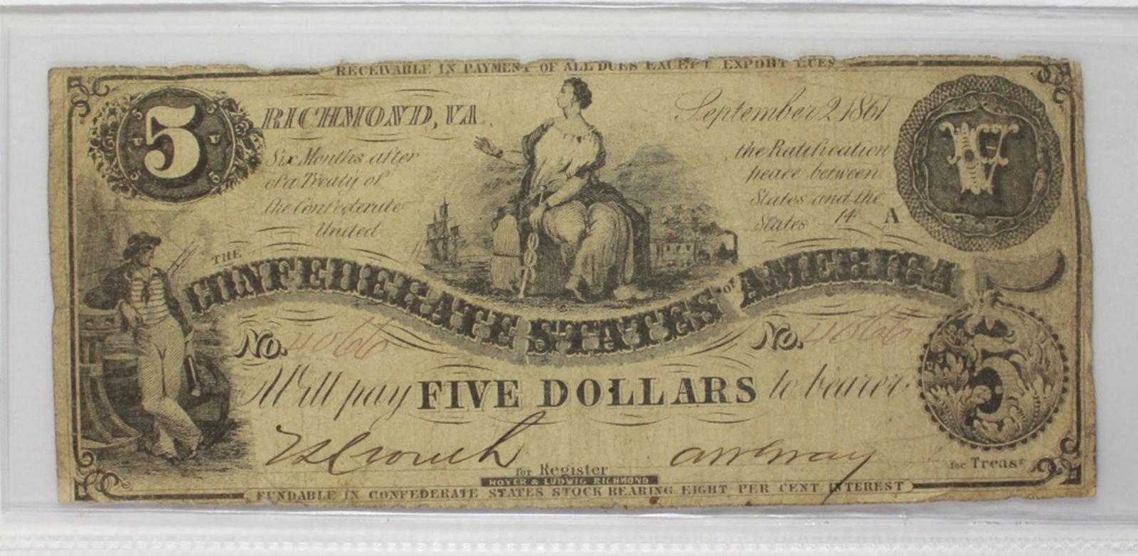 $5 CONFEDERATE 1861 T-36 (1 of 3)